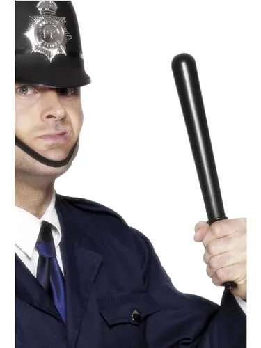 Smiffys Quietschender Polizei-Schlagstock, Schwarz, PVC,33cm