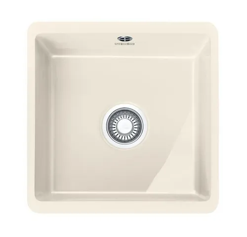 FRANKE Küchenspüle Kubus KBK 110-40 Fraceram mit Druckknopfventil - Hochwertige Unterbauspüle aus Fraceram, ideal für Stein-Arbeitsplatten. Mit innovativem Druckknopfventil für einfache Bedienung und wartungsfreies Öffnen und Schließen.