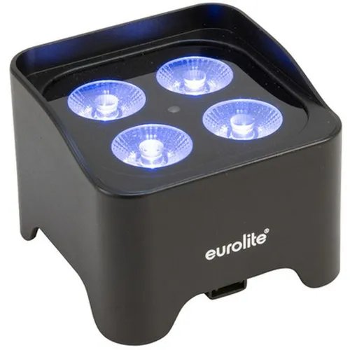 Eurolite AKKU Mini UP-4 QCL Spot MK2 - Kabelloser 4in1 RGBW LED Spot für Licht & Bühne, ideal für flexible Anwendungen mit Farbwechsel, Stroboskop-Effekt und Musiksteuerung.