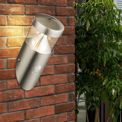 Außenwandleuchte Wandlampe Bewegungsmelder LED Gartenleuchte Edelstahl H 23,9 cm