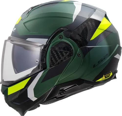 LS2 FF910 Advant II Triple Klapphelm, grün, Größe 2XL - Motorradhelm mit atmungsaktivem Coolmax Innenfutter, kratzfestem Max Vision Visier und integriertem Sonnenvisier für optimalen Komfort und Schutz.