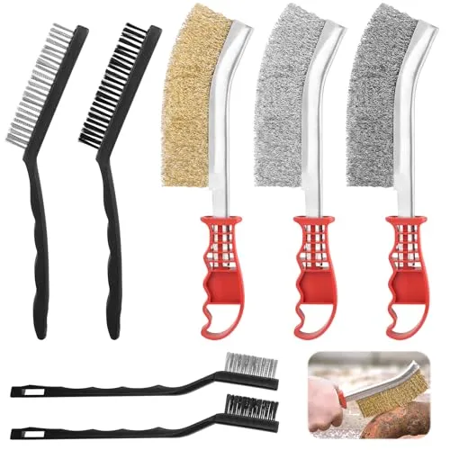 Stück Drahtbürste Set, Stahlbürste mit Messingbürste Grill, Edelstahlbürste und Nylonbürste, Metallbürste für Holz, Bohrer, Reinigung Schweißschlacke, Rostentfernung, Drahtbürsten Set 7