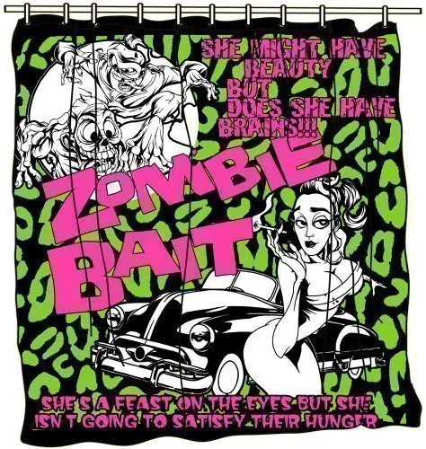 Hayrets Duschvorhang Zombie 180x180 cm für Badewanne&Dusche im Badezimmer,Badvorhang Anti-Schimmel&Wasserdicht aus Polyester mit 12 Duschvorhangringe