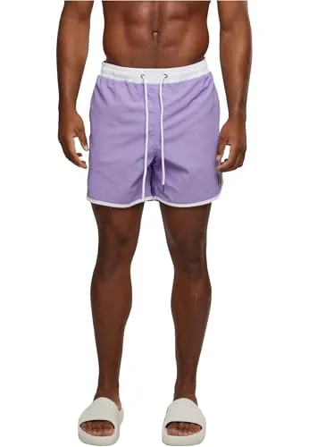 Urban Classics Herren Retro Swimshorts - Badeshorts für Herren, inspiriert vom Retro-Look, schnell trocknend und mit verstellbarem Kordelzug für optimalen Komfort – perfekt für Strand und Freizeit.