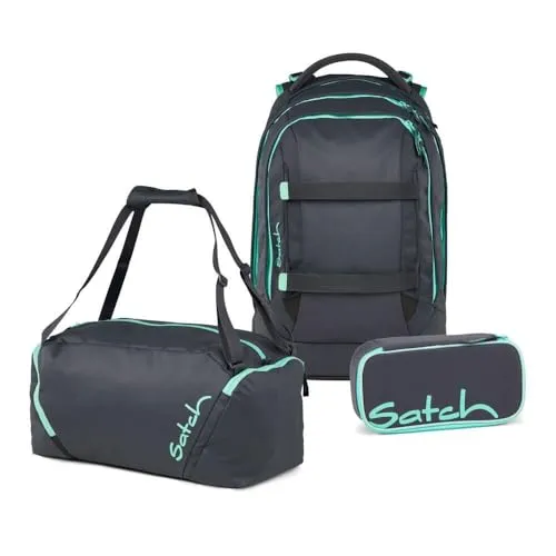 satch Pack Schulrucksack Set 3tlg. Mint Phantom in grau von satch