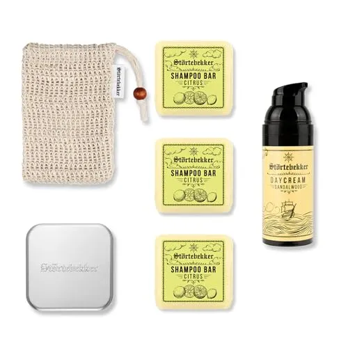 Störtebekker® Dusch Routine Set – 3 x festes Shampoo (Citrus) mit Sisalsäckchen und Seifendose - Erlebe tägliche Pflege mit unserem Dusch Routine Set! Enthält festes Shampoo für gründliche Reinigung, ein Sisalsäckchen für optimalen Schaum und eine praktische Seifendose zur hygienischen Aufbewahrung.