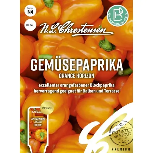 Gemüsepaprika Orange Horizon, exzellenter orangefarbener Blockpaprika, Samen