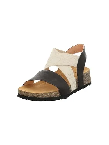Think! Damen Sandale KOAK - Chromfrei gegerbte, nachhaltige Qualität in Schwarz - Nachhaltige Sandale mit flexibler Laufsohle, ideal für jeden Tag und umweltbewusste Modebewusste.