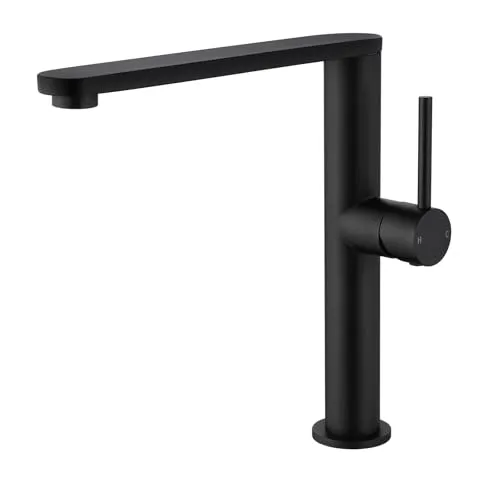 Tohlar Wasserhahn Küche, Küchenarmatur mit 360°Drehbar, L-förmiger Edelstahl Mischbatterie Armatur, Küche Spülenarmatur mit Einhebel für 1 Loch, Schwarz