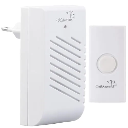 CASAcontrol Türglocke: Steckdosen-Türklingel mit Funk-Klingeltaster und 16 Klingeltönen, 30 m (Türglocke Funk, Gong, Funkschalter)