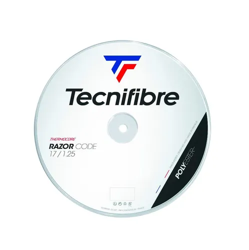 Tecnifibre Razor Code 1,25 mm Tennissaite 200 m Rolle Schwarz - Hochwertige Tennissaite aus Polyester, ideal für Freizeit- und Vereinsspieler. Mit einer Stärke von 1,25 mm bietet sie optimale Kontrolle und Haltbarkeit.