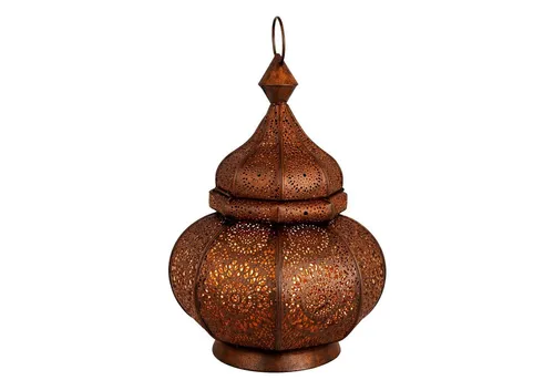 Marrakesch Orient & Mediterran Interior Teelichthalter Indisches Windlicht Lamis Rost, Metall handgearbeitet, H 30cm (0 St), Handarbeit