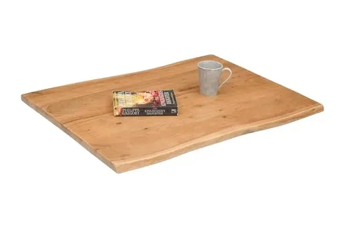 SAM Holzplatte 60x60 cm Curt, Tischplatte aus Akazienholz massiv + eichefarben, Baumkanten-Platte für Heimwerker, geeignet für Arbeitsplatten, Tische & Fensterbretter