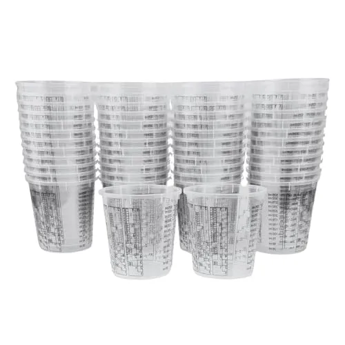 Mischbecher Sets Rührbecher Messbecher aus Kunststoff für Epoxidharze, Farben, Polyesterharze, Lacke, Flüssigkeiten, Mischbecher:350ml (50 Stück)