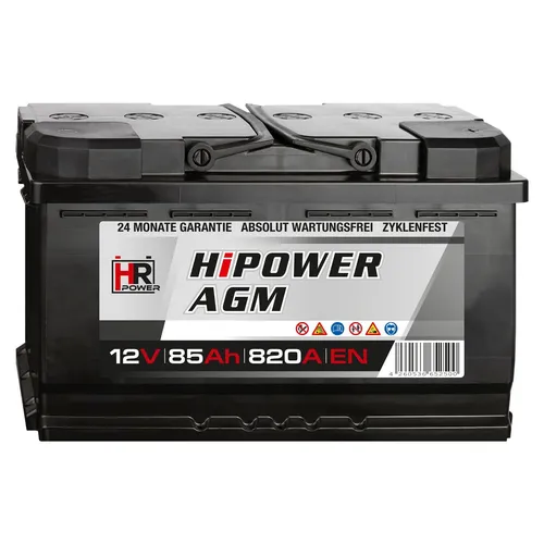 HR 12V 85Ah AGM Autobatterie 820A EN – Wartungsfrei und Start-Stop geeignet