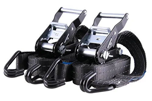 Sandax 2er-Set Spanngurte mit Ratsche, Haken & Reflektorstreifen, Zweiteilige Profi Zurrgurte belastbar bis 2000kg, 35mm breit, 4m (4 Meter) lang, Farbe Schwarz, Ratschenspanngurte/Ratschengurte