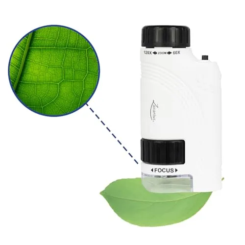 Zavarius Mikroskop: LED-Taschenmikroskop mit asphärischem Linsensystem, 60x-120x (LED-Mikroskop, Taschen, Strand)
