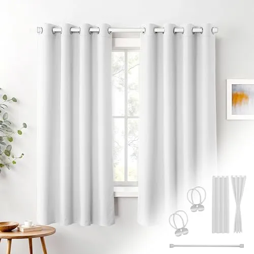 Cozyor Praktisches Set ohne Bohren: Blickdichte Vorhänge mit Klemmstange - Schiebevorhänge mit einfacher Montage ohne Bohren. Blickdicht, wärmeisolierend und schalldämmend für mehr Ruhe und Komfort in Deinem Zuhause.