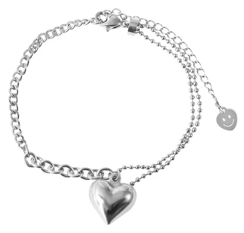 AKZENT Armband Antonia Damen Armband Kettenarmband aus Edelstahl mit Herz (einzeln), Damen Armband