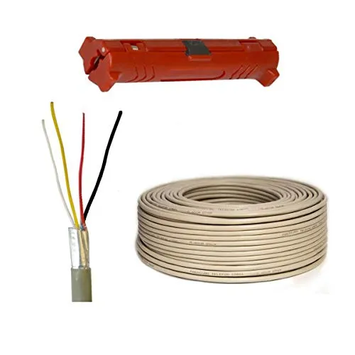 Premium X 50m Telefonkabel 2x2x0,6mm 4 Adern Verlegekabel Telefonleitung Fernmeldekabel + Abisolierer (0,40EUR/M)