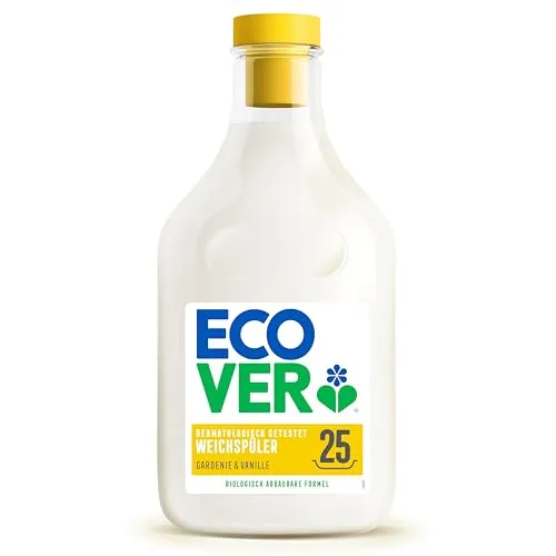 Ecover Gardenia & Vanille Weichspüler (750 ml / 25 Waschladungen), Bio-Weichspüler für weiche, duftende Wäsche.