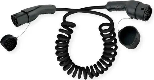 ROLINE E-Auto Ladekabel Typ2 - 3-phasig 16 A, 11 kW Spiralkabel, ideal für schnelles Laden von Elektro- und Hybridfahrzeugen