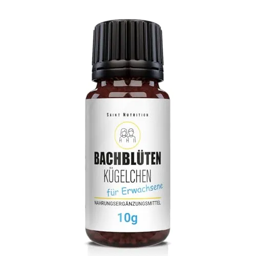 Saint Nutriton® Bachblüten Kügelchen für Erwachsene - Entspannung, Stressabbau, besser schlafen und mehr innere Ruhe – Natürliche Unterstützung für emotionales Gleichgewicht – 10g