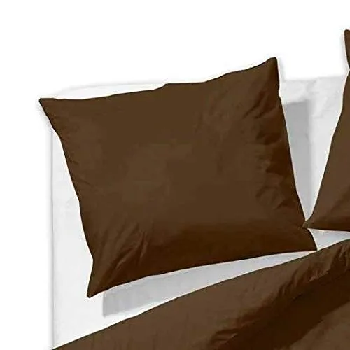 ETÉREA Mako Satin Kissenbezug 2X 40x80cm - Ganzjahresbezug - Pflegeleichter Kissenbezug Unifarben - Kopfkissenbezug 40x80cm Mako Satin - Kissenbezug mit Reißverschluss - OEKOTEX Made in Green - Braun