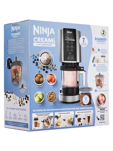 Ninja NC302EU Eismaschine – Vielseitige Eis- und Dessertkreationen - Entdecken Sie mit der Ninja NC302EU Eismaschine die Welt der hausgemachten Desserts! Kreieren Sie leckere Eiscreme, Gelato, Milchshakes und mehr in nur wenigen Minuten. 7 Programme für individuelle Genussmomente!