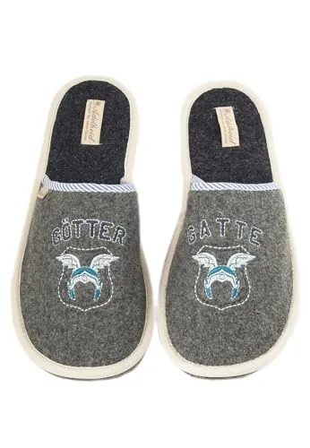 Adelheid Göttergatte Filzpantoffel grau - mit Geschenkverpackung - für den Liebsten - aus Recyclingfilz