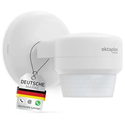 Oktaplex 2er Set Mia Bewegungsmelder 360 Grad Outdoor schwenkbar IP65 Aufputz Motion Sensor 10 m Reichweite 230 V Weiss