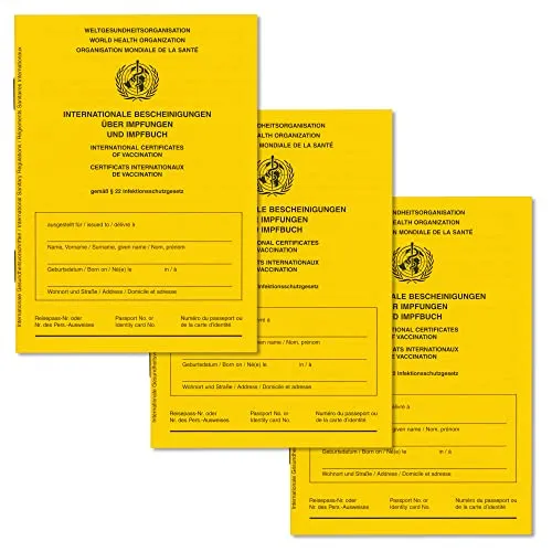 3x Impfbuch Impfpass Impfausweis - internationale Bescheinigung über Impfungen für Babys, Kinder, Jugendliche, Erwachsene mit extra Covid-19 Seite - Ausgabe 2021