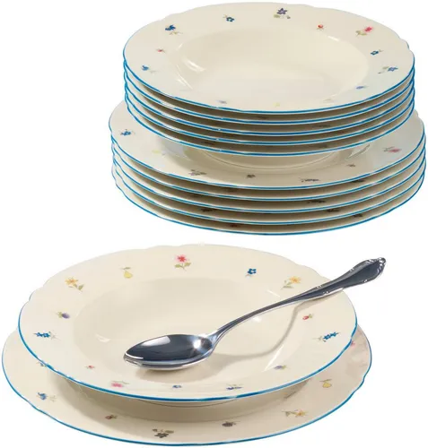 Seltmann Weiden Tafelservice Geschirr-Set, 12 Teile - 12-teiliges Porzellan Geschirr-Set für 6 Personen, hitzebeständig und spülmaschinengeeignet, mit buntem Blumenmotiv – Made in Germany.