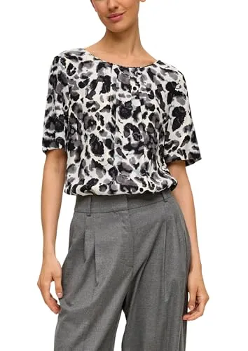 s.Oliver BLACK LABEL Gemusterte Bluse aus Twill Natur 36 in beige von s.Oliver