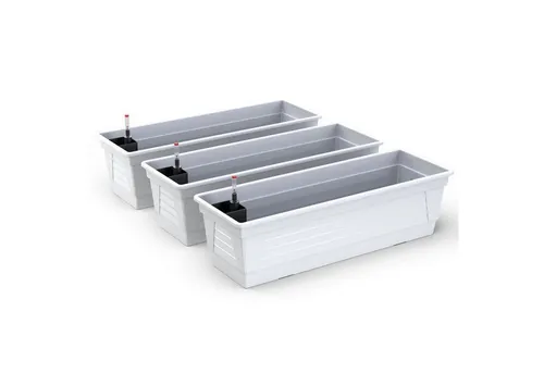Plastard Blumenkasten, 3er-Set Pflanzkasten mit Hydroeinsatz & Wasserstandsanzeiger (3er-set, 3er-Set mit Hydroeinsatz & Wasserstandsanzeiger 60 cm, 80 cm 100 cm), Witterungs- und UV-Beständigkeit