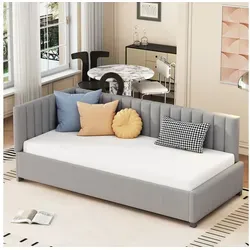 Odikalo Polsterbett Schlafsofa 90*200 Multifunktionsbett mit/ohne 2 Stauraumschubladen grau