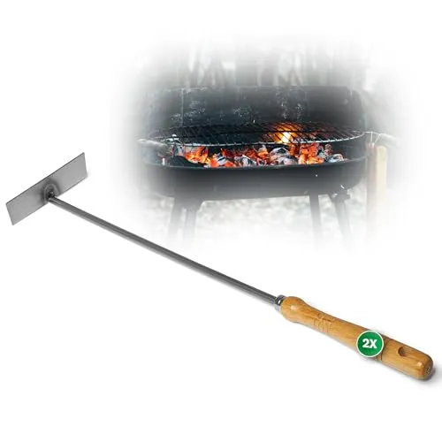 2x Aschekratzer mit Holzgriff Schürhaken Kohleschieber Feuerkratzer Glutschieber Kaminzubehör Kaminbesteck Stocheisen (2, Aschenkratzer)