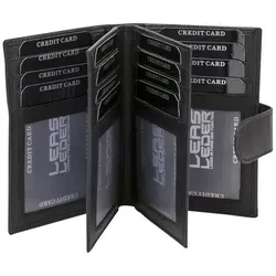 LEAS Kreditkartenmappe Echt-Leder mit RFID Schutz, schwarz von LEAS