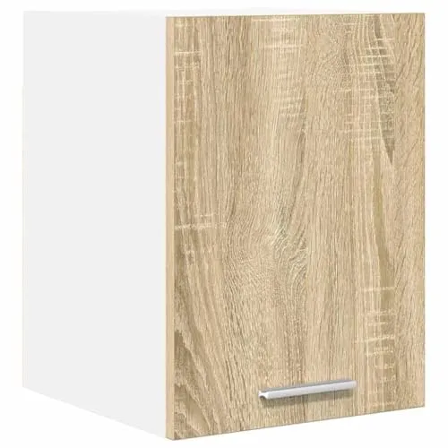 vidaXL Hängeschrank mit Tür Riga Sonoma-Eiche und Weiß 30 x 31 x 40 cm, Geräumiger Stauraum, robuster Küchenregal, Moderne Wand-Organizer, Holzlösung für mehr Platz