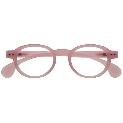 OPULIZE OCA Lesebrille - Moderne Runde Retro-Fassung - Transparentes Pink Glänzend - Herren Damen - Federscharniere - R54-4 - +2.50