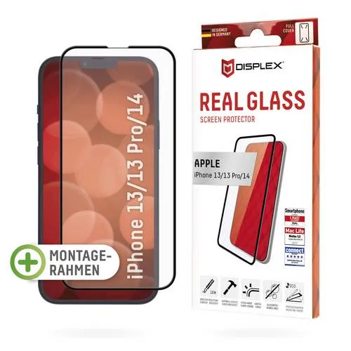 Displex Full Cover Panzerglas (10H) für Apple iPhone 13/13 Pro/14 - Kratzer-resistentes Tempered Glas, volle Displayabdeckung und Anti-Fingerprint Beschichtung