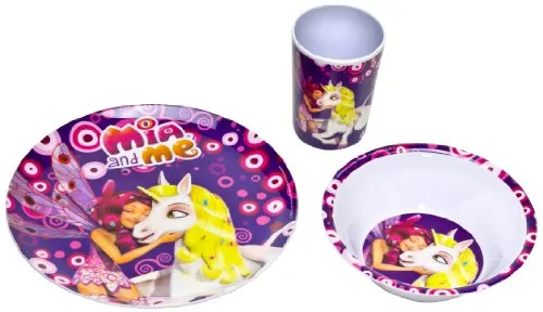 Mia and Me 118062 - Set aus Melamin: 2 Teller und 1 Becher, 3-teilig, 27 x 7 x 28 cm