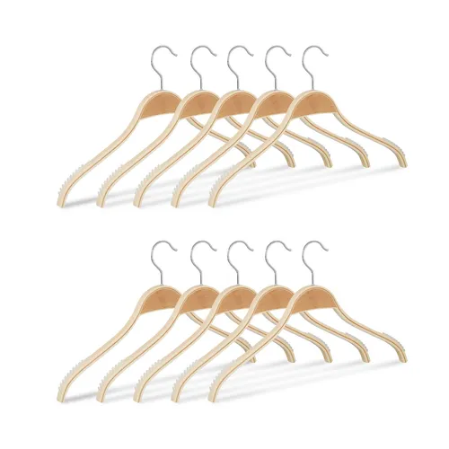 Kleiderbügel Holz 20er Set - Rutschfeste und Ergonomische Bügel für Hemden - Kleiderbügel aus hochwertigem Holz, rutschfest und ergonomisch gestaltet, ideal für Hemden und Blusen. Perfekt für eine ordentliche Garderobe.