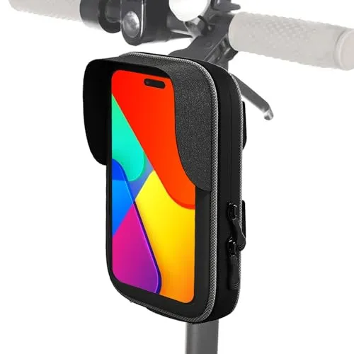Turnaroundtech Tasche für Elektroroller, kompatibel mit Mobiltelefonen bis zu 7,5 Zoll Bildschirm, ergonomisches und wasserdichtes Design, Aufbewahrungstasche und Schnellzugriff