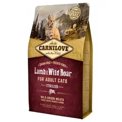 CARNILOVE Katze Lamm Wildschwein Sterilisiert 2kg - Getreidefreies Trockenfutter, ideal für sterilisierten Katzen mit besonderen Ernährungsbedürfnissen