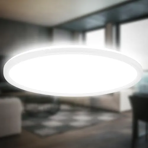 B.K.Licht LED Deckenleuchte BKL1600 - Ultraflache Deckenlampe mit indirekter Hintergrundbeleuchtung - Lampen mit modernem Design: Die ultraflache LED Deckenlampe bietet 3000 Lumen für klare Beleuchtung und schafft mit indirektem Licht eine angenehme Atmosphäre in jedem Raum.