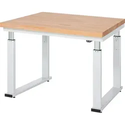 Rau Werkbank Serie adlatus 600, elektrisch höhenverstellbar - Werkstatteinrichtung mit 4 cm starker Buche-Massiv-Platte, ideal für ergonomisches Arbeiten dank elektrischer Höhenverstellung und stabiler Bauweise.