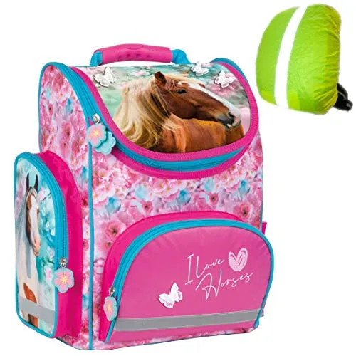 Horse Pferd Rucksack Ranzen Regenhülle Schulrucksack Schule neu Schulset My little friend Mädchen Schulranzen