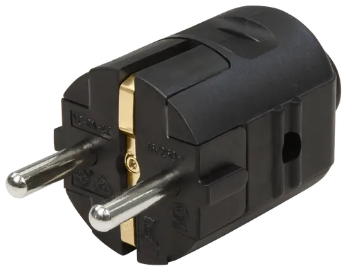 ➡️ Schutzkontakt-Stecker 250V~/16 A (Schukostecker), Schraubkontakte, schwarz