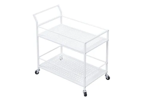 Wohnling Servierwagen Metall Weiß mit Rollen – 2 Ebenen für Küche und Bar - Praktischer Servierwagen in Weiß mit 2 Ebenen und Rollen, ideal für Küche oder Bar. Hohe Belastbarkeit von bis zu 30 kg und modernes Design, das jeden Raum aufwertet.